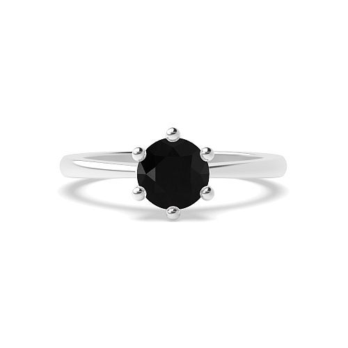 Flower style tapered shoulder Black Diamond Solitaire Engagement Rings