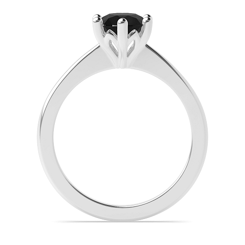 Flower style tapered shoulder Black Diamond Solitaire Engagement Rings