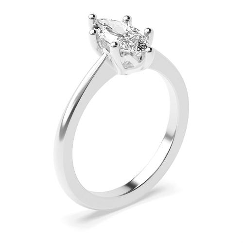 6 Prong Marquise Flower Style Tapered Shoulder Solitaire Engagement Ring