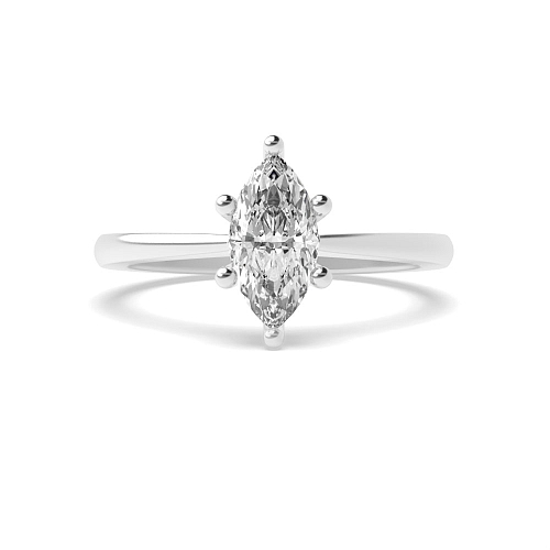 6 Prong Marquise Flower Style Tapered Shoulder Solitaire Engagement Ring