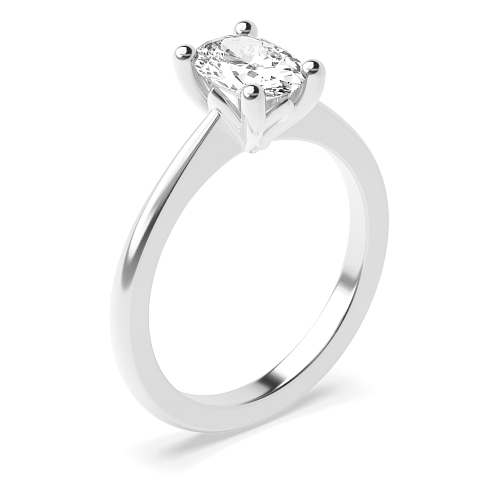 6 Prong Oval Flower Style Tapered Shoulder Solitaire Engagement Ring