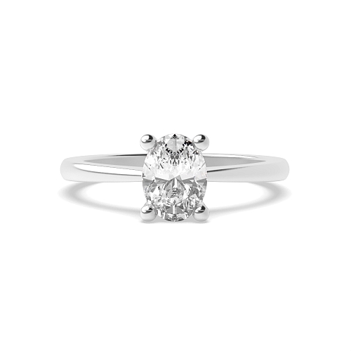 6 Prong Oval Flower Style Tapered Shoulder Solitaire Engagement Ring