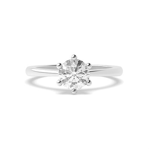 6 Prong Flower Style Tapered Shoulder Solitaire Engagement Ring