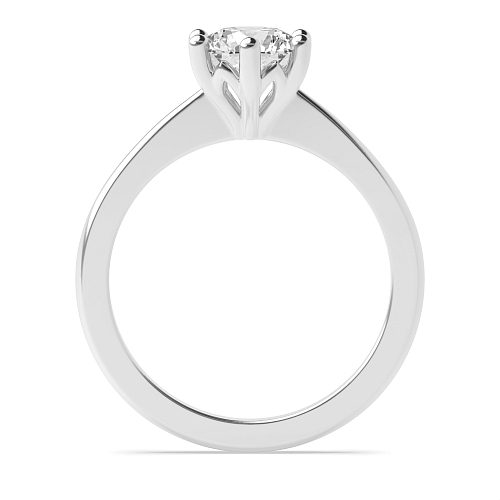 6 Prong Flower Style Tapered Shoulder Solitaire Engagement Ring