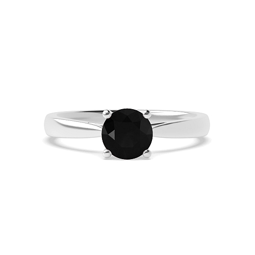 Flower petal style Black Diamond Solitaire Engagement Rings