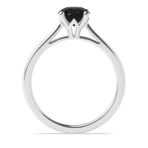 Flower petal style Black Diamond Solitaire Engagement Rings