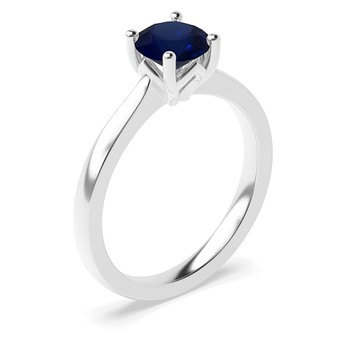Round Flower petal style Blue Sapphire Engagement Rings