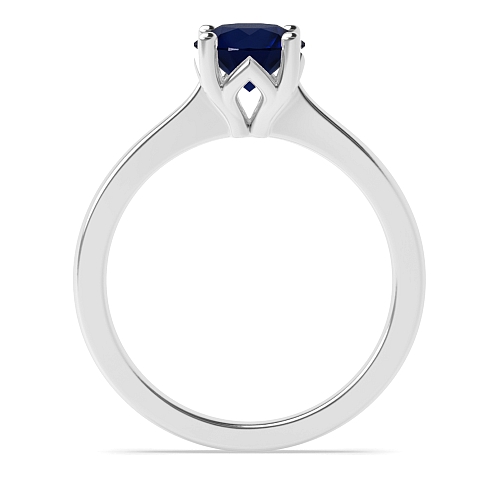 Round Flower petal style Blue Sapphire Engagement Rings