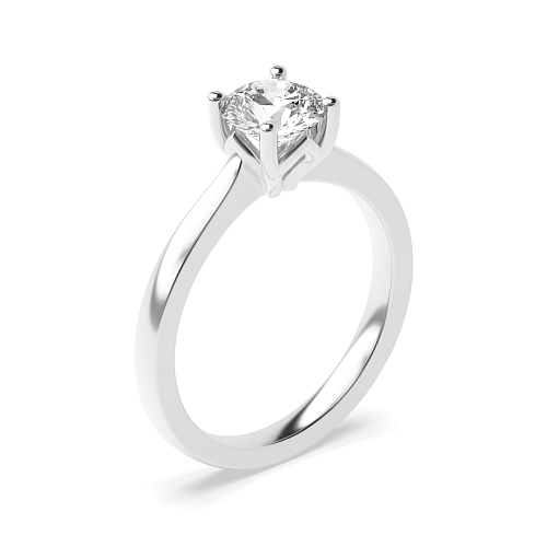 4 Prong Round Silver Flower petal style Engagement Rings