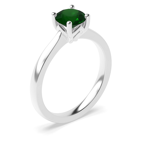 Round Flower petal style Emerald Engagement Rings