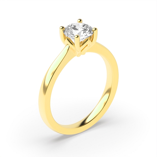 Round Yellow Gold Flower petal style Engagement Rings
