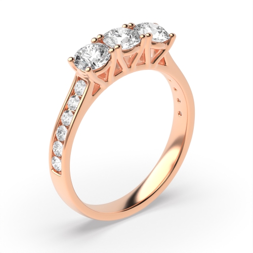High Setting Diamond Trilogy Engagement Rings with Diamonds on Shoulder