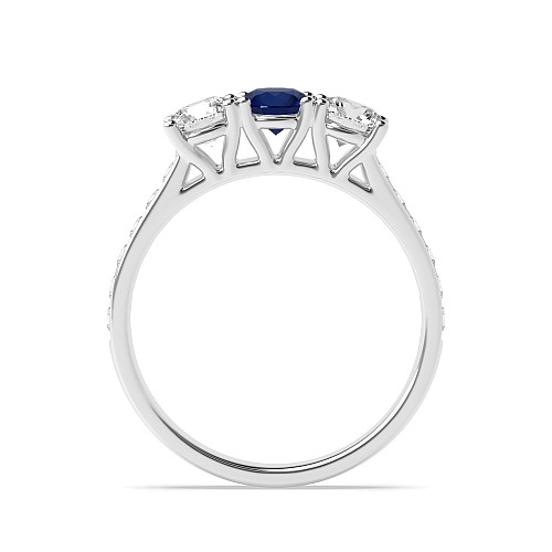 Round Channel set side Blue Sapphire Engagement Rings