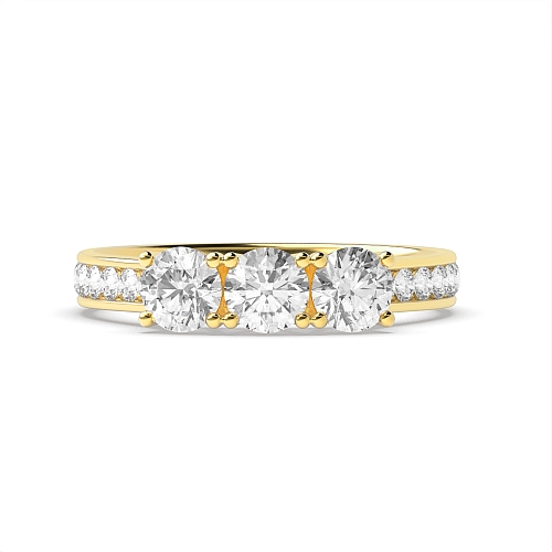 Round Yellow Gold Channel set side Engagement Rings