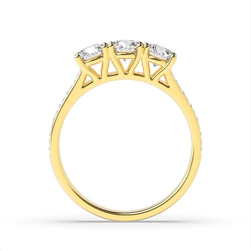 Round Yellow Gold Channel set side Engagement Rings
