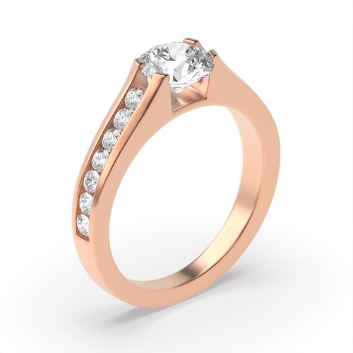 4 Prong Round Rose Gold Raised shoulder Unusual Engagement Rings