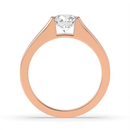 4 Prong Round Rose Gold Raised shoulder Unusual Engagement Rings