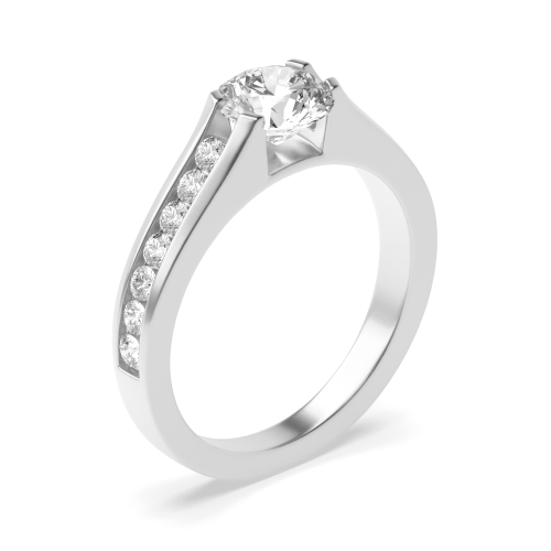 4 Prong Round Silver Raised shoulder Unusual Engagement Rings