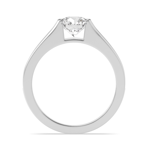 4 Prong Round Silver Raised shoulder Unusual Engagement Rings