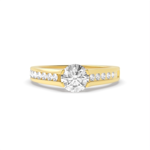 4 Prong Round Yellow Gold Raised shoulder Unique Engagement Rings
