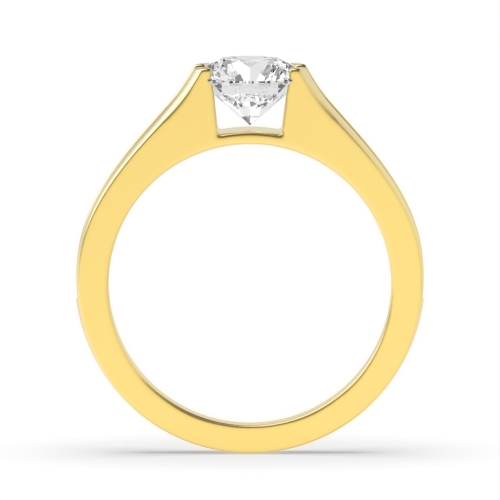 4 Prong Round Yellow Gold Raised shoulder Unique Engagement Rings