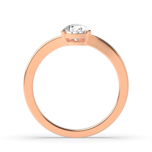 Prong Pear Rose Gold Crossover shoulder set Engagement Rings