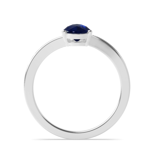 Prong Pear Crossover shoulder set Blue Sapphire Engagement Rings