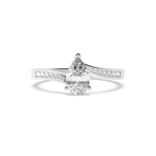 Prong Pear Crossover shoulder set Engagement Rings