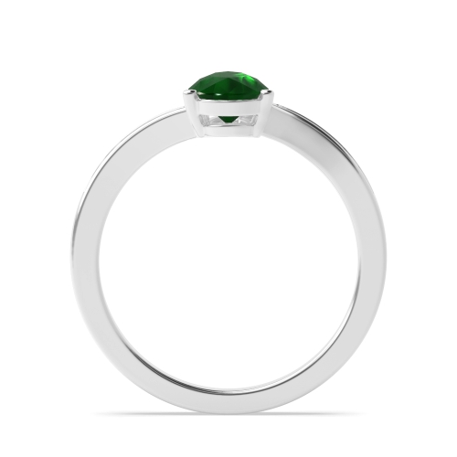 Prong Pear Crossover shoulder set Emerald Engagement Rings