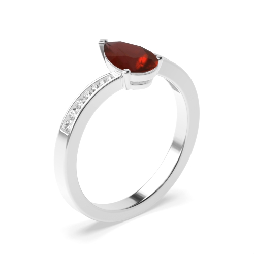 Prong Pear Crossover shoulder set Garnet Engagement Rings