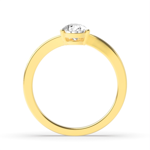 Prong Pear Yellow Gold Crossover shoulder set Engagement Rings