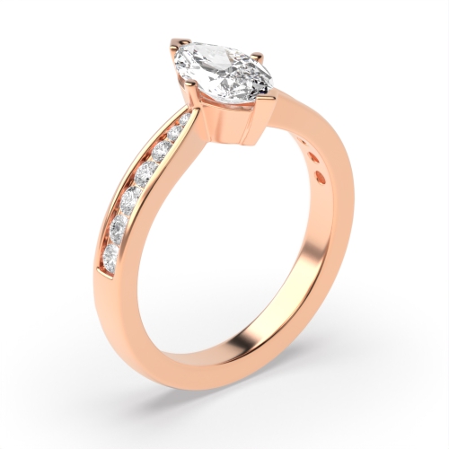 4 Prong Marquise Rose Gold Tapered shank Engagement Rings