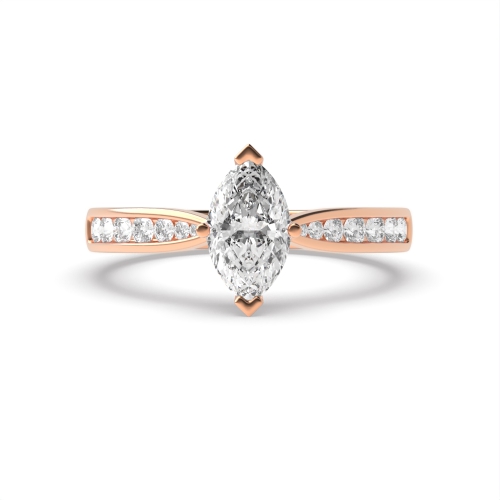 4 Prong Marquise Rose Gold Tapered shank Engagement Rings