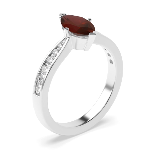 4 Prong Marquise Tapered shank Garnet Engagement Rings