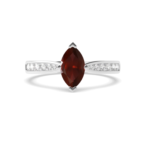 4 Prong Marquise Tapered shank Garnet Engagement Rings
