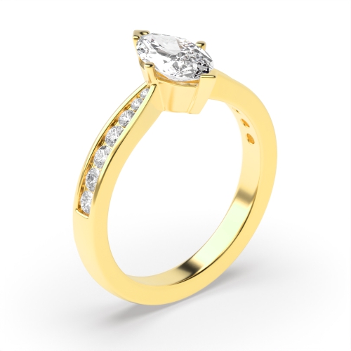 4 Prong Marquise Yellow Gold Tapered shank Engagement Rings