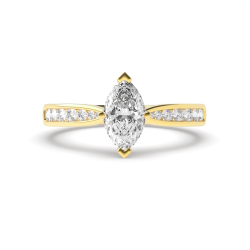 4 Prong Marquise Yellow Gold Tapered shank Engagement Rings