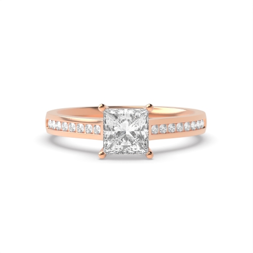 4 Prong Princess Rose Gold Classic setting Engagement Rings
