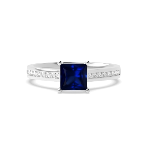 4 Prong Princess Classic setting Blue Sapphire Engagement Rings