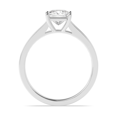 4 Prong Princess Silver Classic setting Side Stone Engagement Rings