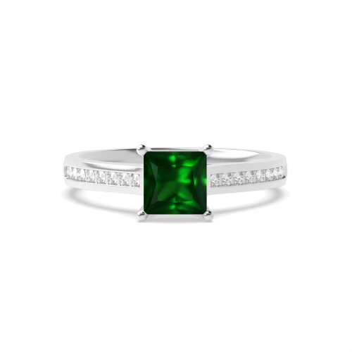 4 Prong Princess Classic setting Emerald Engagement Rings