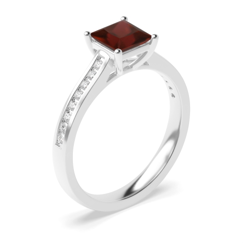 4 Prong Princess Classic setting Garnet Engagement Rings