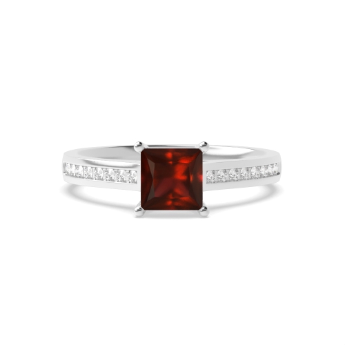 4 Prong Princess Classic setting Garnet Engagement Rings