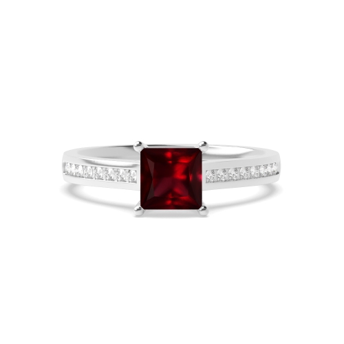 4 Prong Princess Classic setting Ruby Engagement Rings