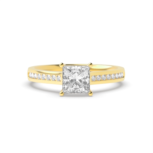 4 Prong Princess Yellow Gold Classic setting Engagement Rings