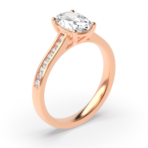 4 Prong Oval Rose Gold Classic setting Engagement Rings