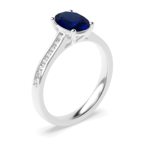 4 Prong Oval Classic setting Blue Sapphire Engagement Rings