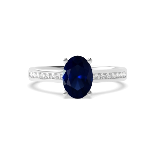 4 Prong Oval Classic setting Blue Sapphire Engagement Rings