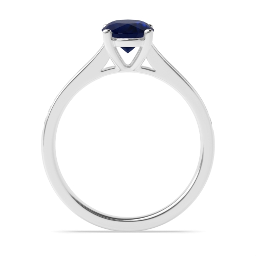 4 Prong Oval Classic setting Blue Sapphire Engagement Rings