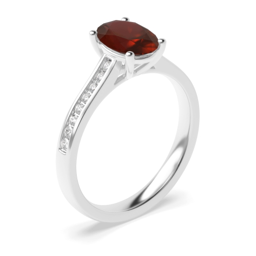 4 Prong Oval Classic setting Garnet Engagement Rings